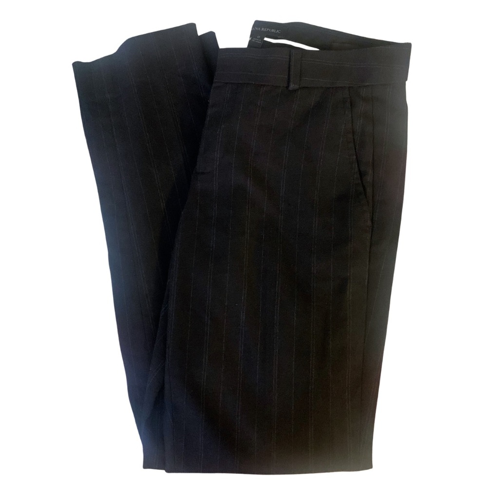 Banana Republic Ryan Chalk Stripe Dark Navy Blue Black Pants Pinstripe Preppy